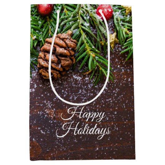 Rustikale Weihnachtsgeschenktasche Mittlere Geschenktüte (Vorderseite)