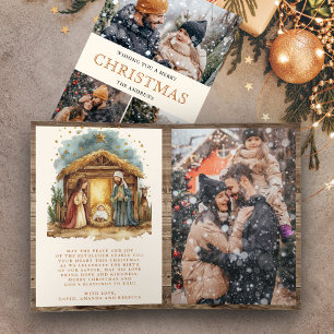 Rustikale Weihnachtsgeschichte-Foto-Collage Weihna Feiertagskarte