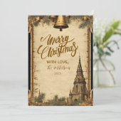 Rustikale Weihnachtsglocken Feiertagskarte (Stehend Vorderseite)