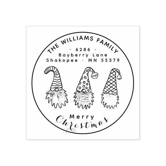Rustikale Weihnachtsgnomen-Rücksendeadresse Gummistempel (Prägung)