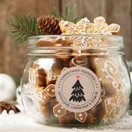 Rustikale Weihnachtsgoodies Herz Personalisiert Runder Aufkleber