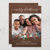 Rustikale Weihnachtsgrün | Foto und Skript Feiertagskarte (Vorne/Hinten)