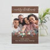 Rustikale Weihnachtsgrün | Foto und Skript Feiertagskarte (Stehend Vorderseite)