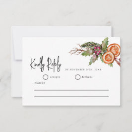 Rustikale Weihnachtsgrün-Hochzeit RSVP-Karte RSVP Karte