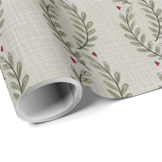 Rustikale Weihnachtsgrün Wasserfarbe Geschenkpapier (Rolleneckpunkt)