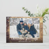 Rustikale Weihnachtsgrüße Foto Land Holz Feiertagskarte (Stehend Vorderseite)