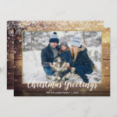 Rustikale Weihnachtsgrüße Foto Land Holz Feiertagskarte (Vorne/Hinten)