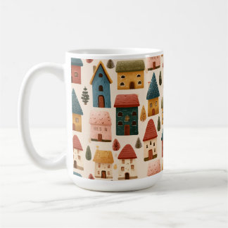 Rustikale Weihnachtshäuser Nahtloses Muster Kaffeetasse