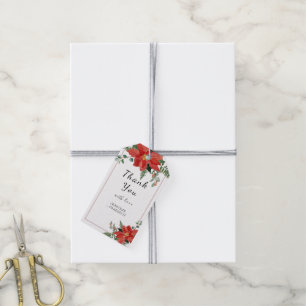 Rustikale Weihnachtshochzeit Poinsettia Rot Geschenkanhänger