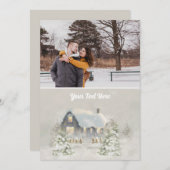 Rustikale Weihnachtshütte Wintersolstice Wald Feiertagskarte (Vorne/Hinten)