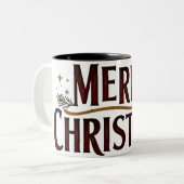 Rustikale Weihnachtsjubiläum-Tasse Zweifarbige Tasse (Vorderseite Links)