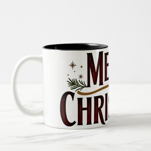 Rustikale Weihnachtsjubiläum-Tasse Zweifarbige Tasse (Links)