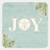 Rustikale Weihnachtsjubiläumsaufkleber an der Küst Quadratischer Aufkleber (Vorderseite)