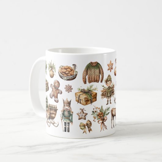 Rustikale Weihnachtsjubilee-Tasse Kaffeetasse (Vorderseite Links)