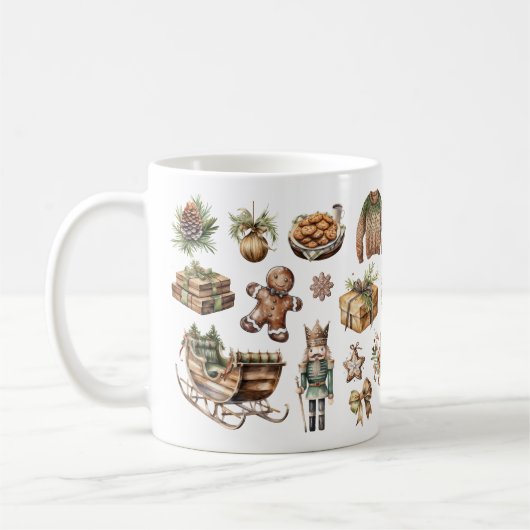 Rustikale Weihnachtsjubilee-Tasse Kaffeetasse (Links)