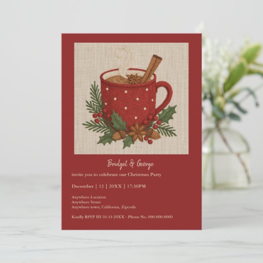 Rustikale Weihnachtskakao-Tasse Cinnamon Party (Stehend Vorderseite)