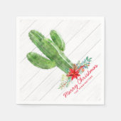 Rustikale Weihnachtskaktus Wood Holiday Floral Serviette (Vorderseite)