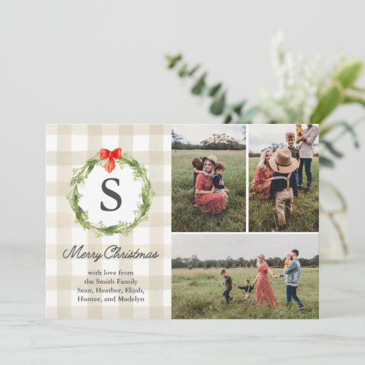 Rustikale Weihnachtskarte Einladung (Stehend Vorderseite)