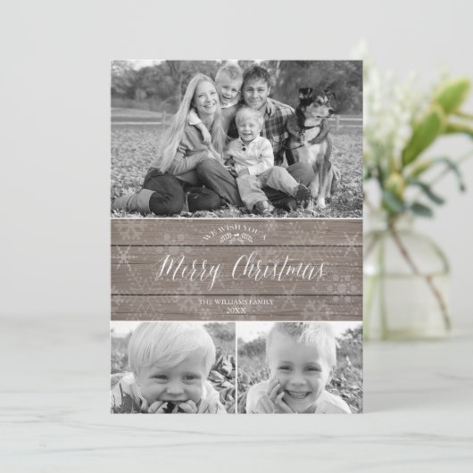 Rustikale Weihnachtskarte Feiertagskarte (Stehend Vorderseite)