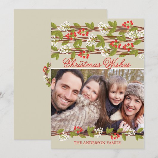 Rustikale Weihnachtskarte Feiertagskarte (Vorne/Hinten)