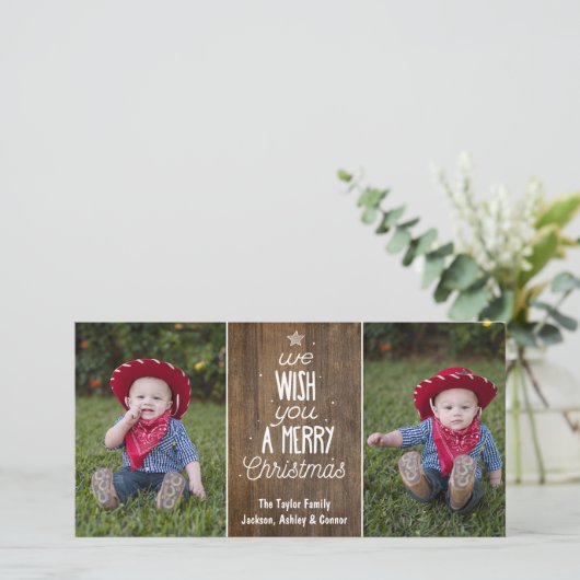 Rustikale Weihnachtskarte - Frohe Weihnachten (Stehend Vorderseite)