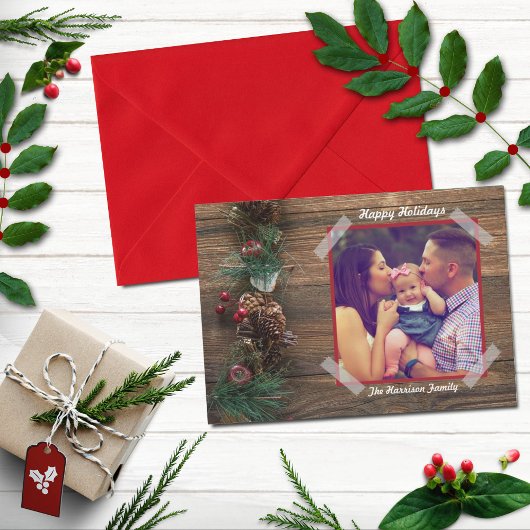 Rustikale Weihnachtskarte für das Foto Feiertagskarte