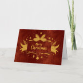 Rustikale Weihnachtskarte in Rot mit Goldfolientex (Vorderseite)