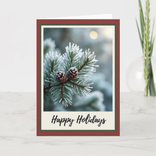 Rustikale Weihnachtskarte mit Kiefernzapfen Karte