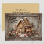 Rustikale Weihnachtskarte mit Lebkuchenhäuschen Feiertagskarte (Vorne/Hinten)