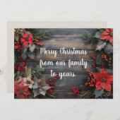 Rustikale Weihnachtskarte mit Poinsettia Feiertagskarte (Vorne/Hinten)