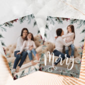 Rustikale Weihnachtskarte mit zwei Fotos Feiertagskarte