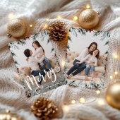 Rustikale Weihnachtskarte mit zwei Fotos Feiertagskarte