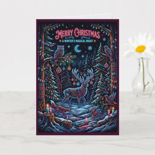 Rustikale Weihnachtskarte Wald - Winterurlaub  Karte (Kleine Pflanze)
