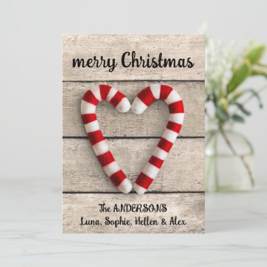 Rustikale Weihnachtskarten-Bonbons Feiertagskarte (Stehend Vorderseite)