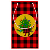 Rustikale Weihnachtskatze, Bäume und Rotes Buffalo Kleine Geschenktüte (Rückseite)