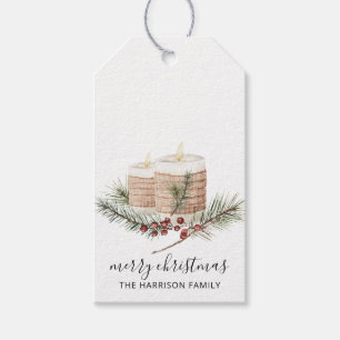 Rustikale Weihnachtskerzen Pine Boughs Geschenk-Ta Geschenkanhänger