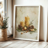 Rustikale Weihnachtskerzenmalerei Stillleben Poster