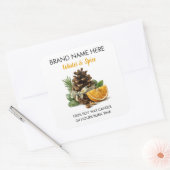 Rustikale Weihnachtskiefer- & Zitruskerzenetikette Quadratischer Aufkleber (Umschlag)