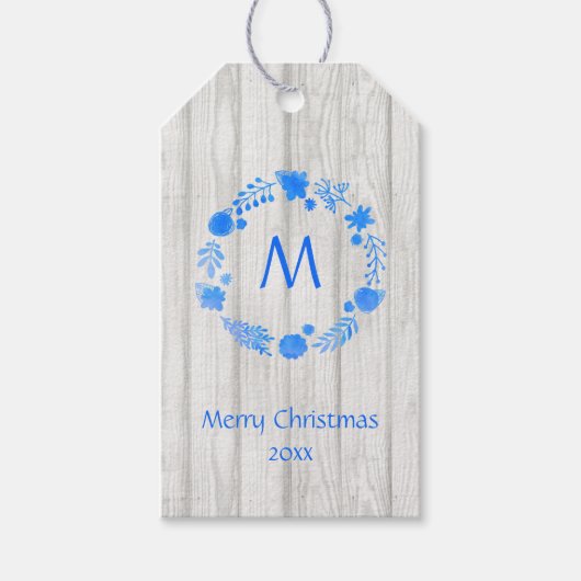 Rustikale Weihnachtskleider-Monogramm Geschenkanhänger (Vorderseite)