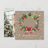 Rustikale Weihnachtskrone Foto Weihnachtskarte Feiertagskarte (Vorne/Hinten)