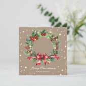 Rustikale Weihnachtskrone Foto Weihnachtskarte Feiertagskarte (Stehend Vorderseite)