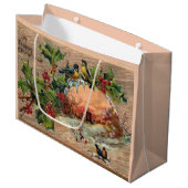 Rustikale Weihnachtslandschaft auf gewittertem Hol Große Geschenktüte (Vorderseite Schrägansicht)