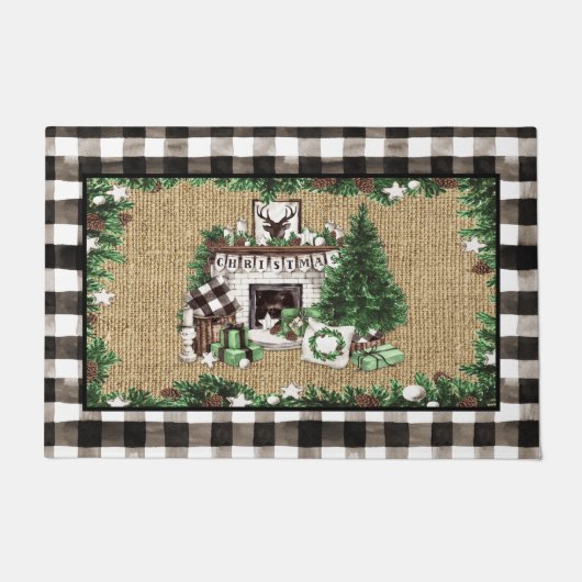 Rustikale Weihnachtslandschaft Fußmatte (Vorderseite)