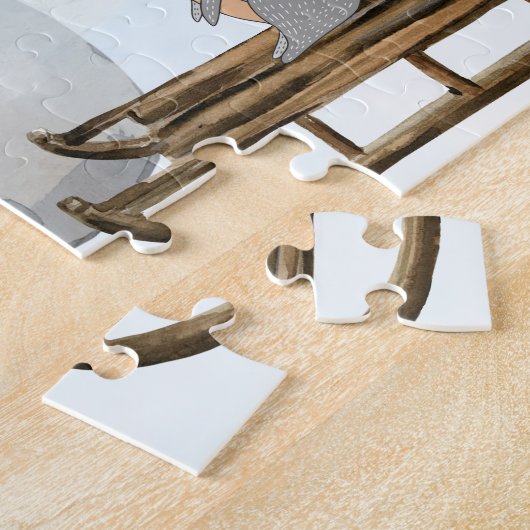 Rustikale Weihnachtslandschaft Schneemann, Schnee, Puzzle (Seite)