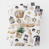 Rustikale Weihnachtslandschaften und Dekorationen Geschenkpapier Set (Beispiel)