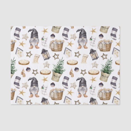 Rustikale Weihnachtslandschaften und Dekorationen Seidenpapier (Vorderseite)