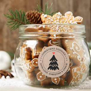 Rustikale Weihnachtsleckereien Herz Personalisiert Runder Aufkleber