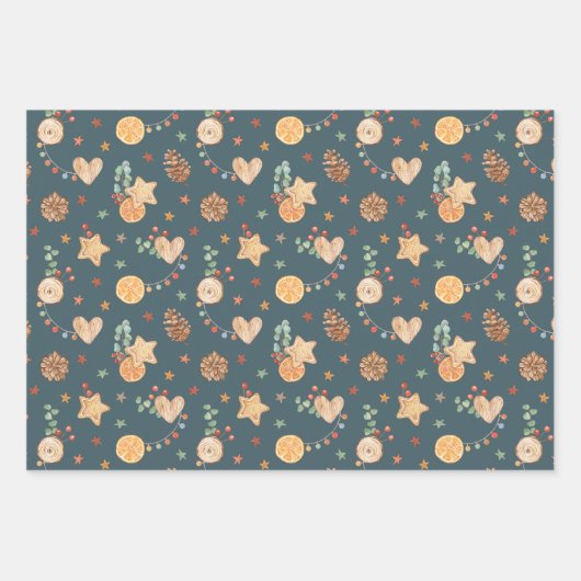 Rustikale Weihnachtslieder Festspiele Geschenkpapier Set (Vorderseite 3)