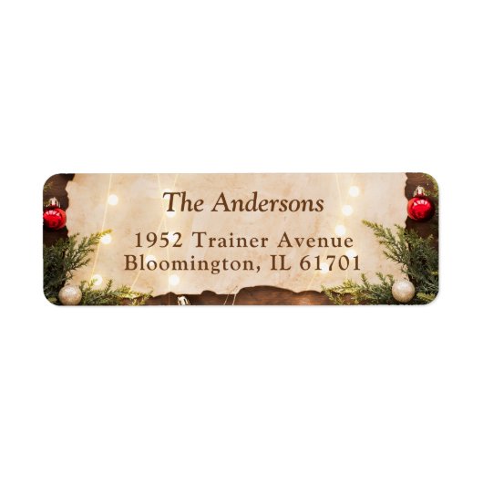 Rustikale Weihnachtslieder-Rücksendeadresse (Vorne)