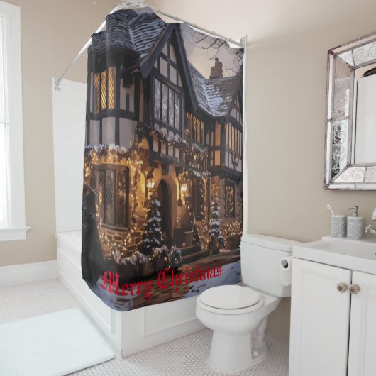 Rustikale Weihnachtsmagie Duschvorhang (Beispiel)